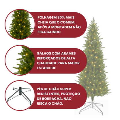 Árvore de Natal Nevada 180/210m - com Luzes LED Quentes e Multicoloridas
